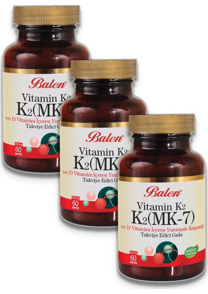 K2 Mk-7 Vitamin K2 ve D Vitamini x 3