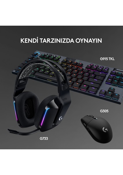 G G733 LIGHTSPEED RGB Kablosuz 7.1 Surround Ses Oyuncu Kulaklığı - Siyah