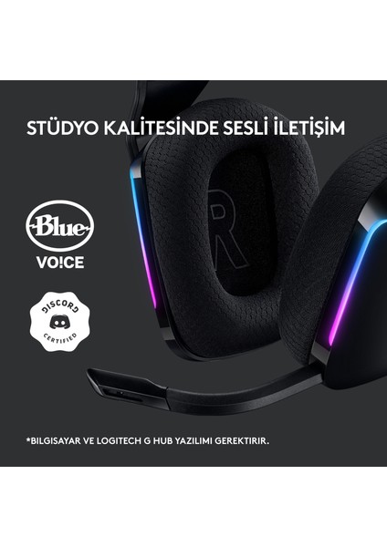 G G733 LIGHTSPEED RGB Kablosuz 7.1 Surround Ses Oyuncu Kulaklığı - Siyah