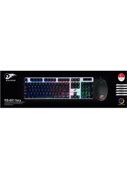 RS-601 Fury Gaming Işıklı Klavye Mouse Set