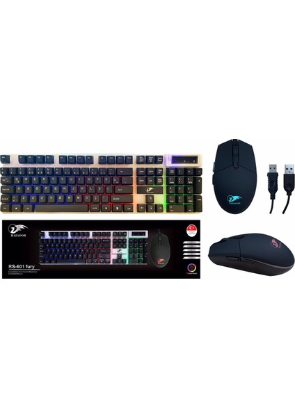 RS-601 Fury Gaming Işıklı Klavye Mouse Set