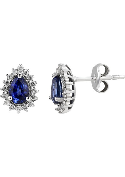 Pırlantalı Safir Küpe