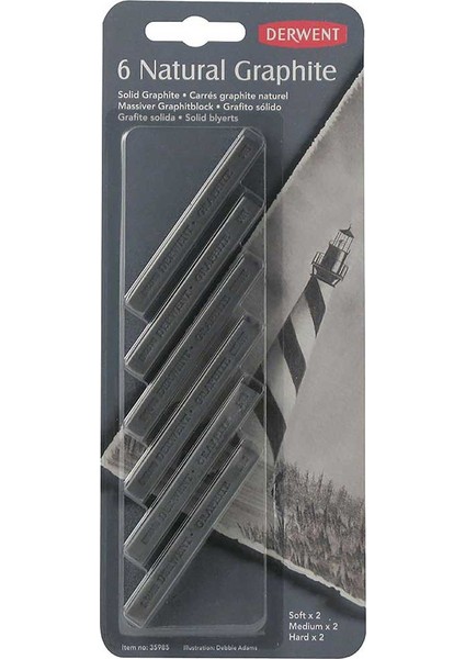 : Compressed Charcoal : Sıkıştırılmış Füzen Çubuk Seti : 6'lı Blister