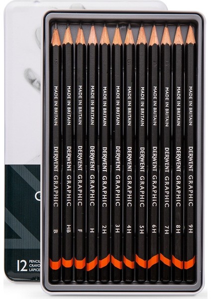 : Graphic Pencil : Dereceli Kalem Seti Hard : 12'li Metal Kutu-Technical