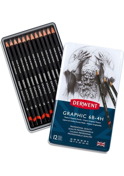 : Graphic Pencil : Dereceli Kalem Seti Medium : 12'li Metal Kutu-Designer