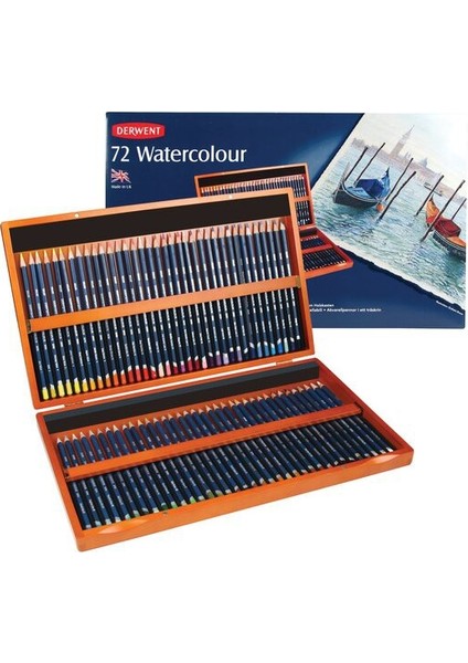 : Watercolour : Kuru-Sulu Boya Kalem Seti : 72 Renk Ahşap Kutu