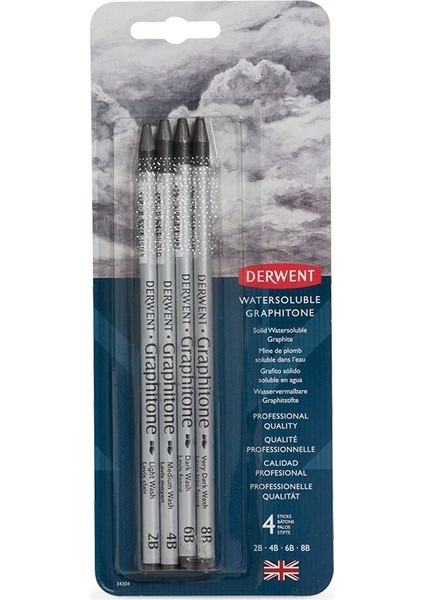 : Watersoluble Graphitone : Kuru-Sulu Grafit Kalem Seti : 4'lü Blister