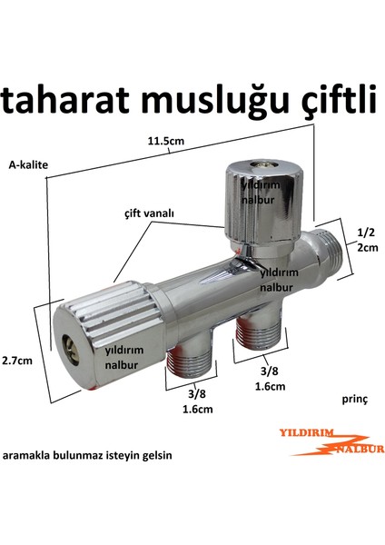 Taharat Musluğu Çift Çıkış Çevirmeli Çift Vanalı