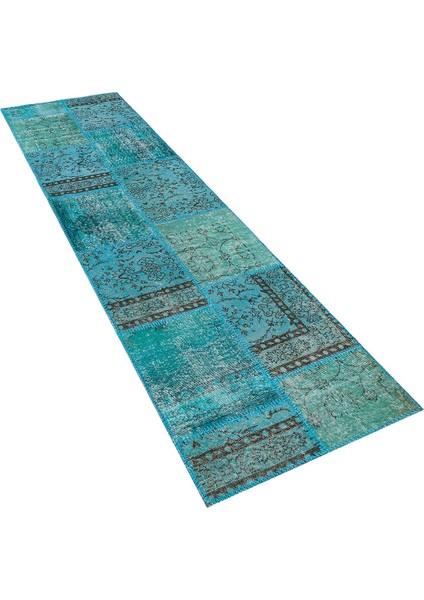 El Dokuma Yün'lü Türk Patchwork Halı Mtl Ölçü;80 x 200