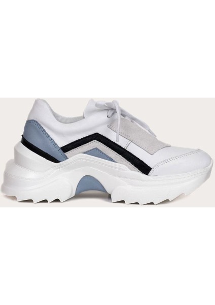 Deri Mavi Kadın Spor Ayakkabı