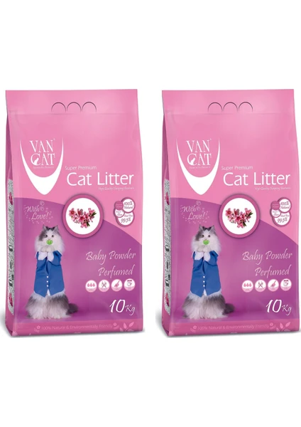 Vancat Baby Powder Kokulu Ince Taneli Kedi Kumu 10 kg X2