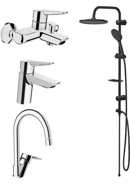 Solid S Lavabo, Banyo, Eviye Batarya, Valtemo Tepe Duş Set