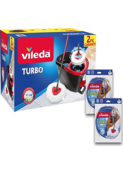 Turbo Pedallı Temizlik Seti + 2'li Yedek Paspas