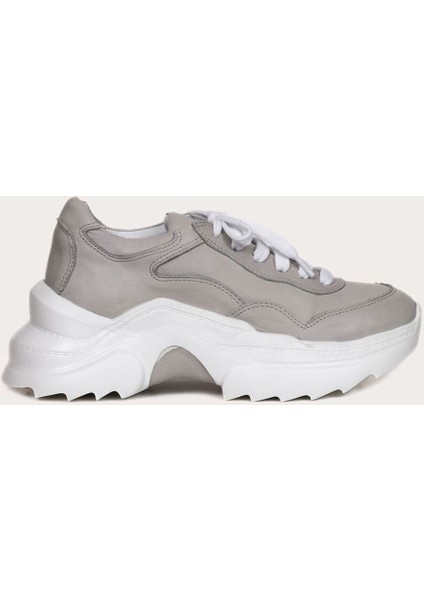 Deri Gri Kadın Spor Ayakkabı