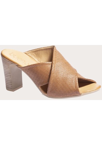 Deri Kahverengi Kadın Topuklu Terlik fiyatları