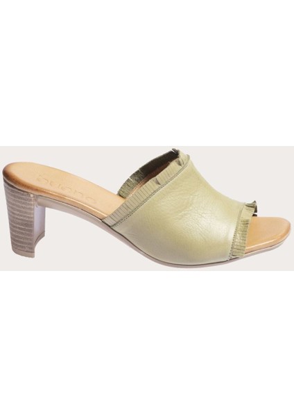 Deri Haki Kadın Topuklu Terlik