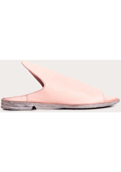 Deri Pudra Kadın Düz Terlik