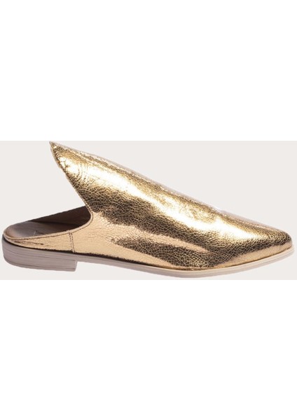 Deri Bronz Kadın Düz Terlik