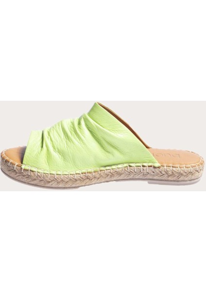Deri Yeşil Kadın Espadril Terlik modelleri