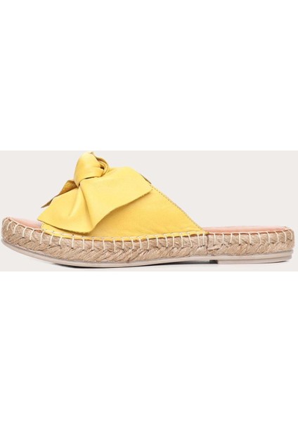 Deri Sarı Kadın Düz Terlik modelleri