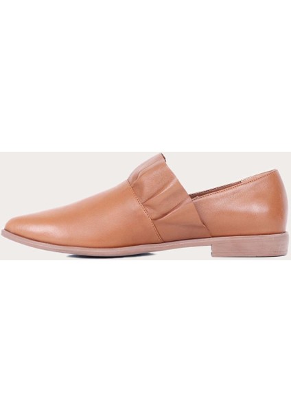 Deri Kahverengi Kadın Düz Babet modelleri