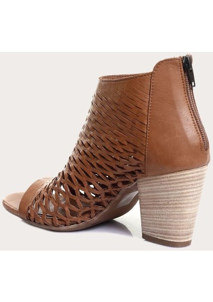 Deri Kahverengi Kadın Topuklu Sandalet modelleri