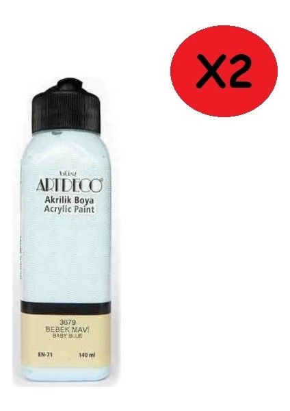 Akrilik Boya 140 ml Bebek Mavi Y-070R-3679 2 Adet