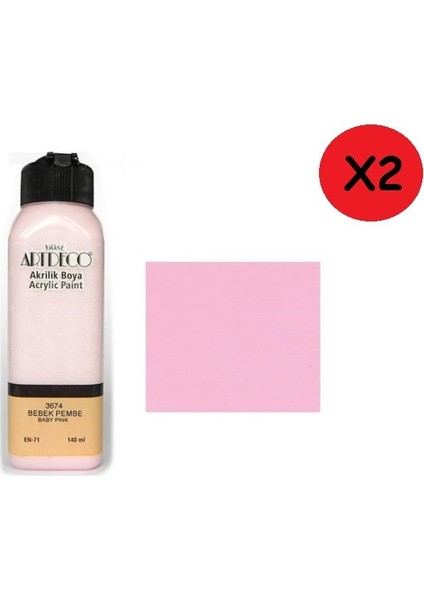 Akrilik Boya 140 ml Bebek Pembe 2 Adet