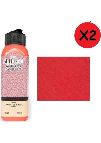 Akrilik Boya 140 ml Domates Kırmızı 2 Adet