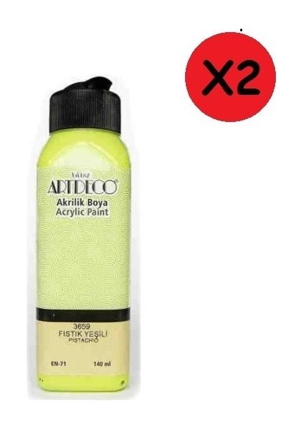 Akrilik Boya 140 ml Fıstık Yeş.Y-070R-3659 2 Adet