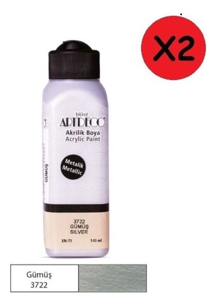 Akrilik Boya 140 ml Gümüş Y-071R-3722 2 Adet