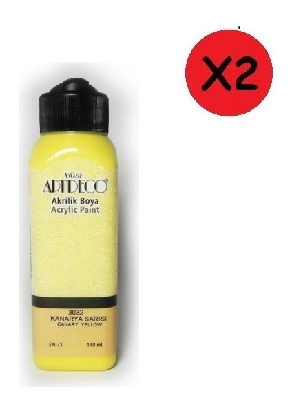Akrilik Boya 140 ml Kanarya Sarısı 2 Adet