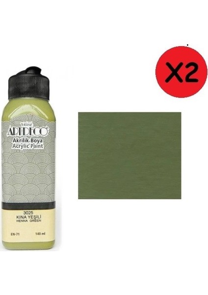 Akrilik Boya 140 ml Kına Yeşili 2 Adet