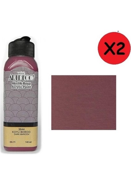 Akrilik Boya 140 ml Koyu Bordo 2 Adet