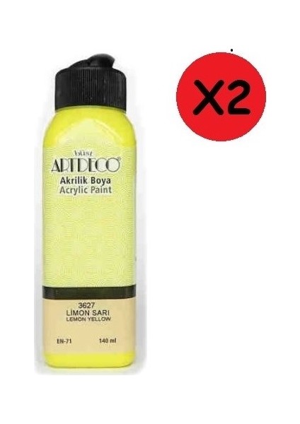 Akrilik Boya 140 ml Limon Sarı Y-070R-3627 2 Adet
