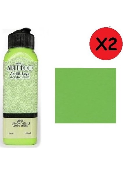 Akrilik Boya 140 ml Limon Yeşil Y070R3666 2 Adet