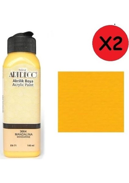 Akrilik Boya 140 ml Mandalina Y-070R-3664 2 Adet