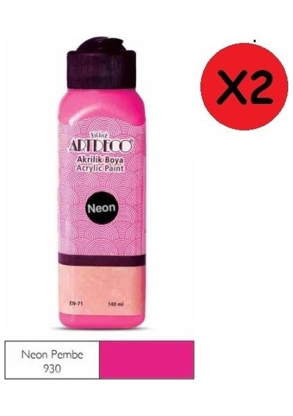Akrilik Boya 140 ml Neon Pembe Y-070R-930 2 Adet