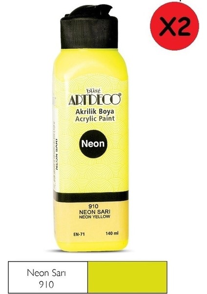 Akrilik Boya 140 ml Neon Sarı Y-070R-910 2 Adet