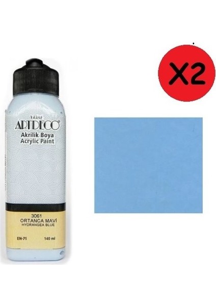 Akrilik Boya 140 ml Ortanca Mavi 2 Adet