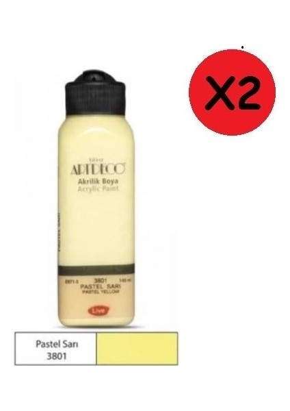 Akrilik Boya 140 ml Pastel Sarı 3801 2 Adet