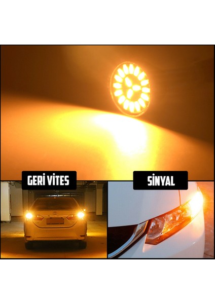 P21W 1156 BA15S Beyaz Tek Duy Sinyal Geri Vites LED Ampul 19 Smd