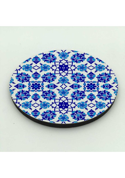 6'lı Bardak Altı Mavi Çini Desenli Uv Baskılı 5mm Mdf