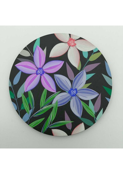 6'lı Bardak Altı Mor Çiçek Desenli Uv Baskılı 5mm Mdf fiyatları