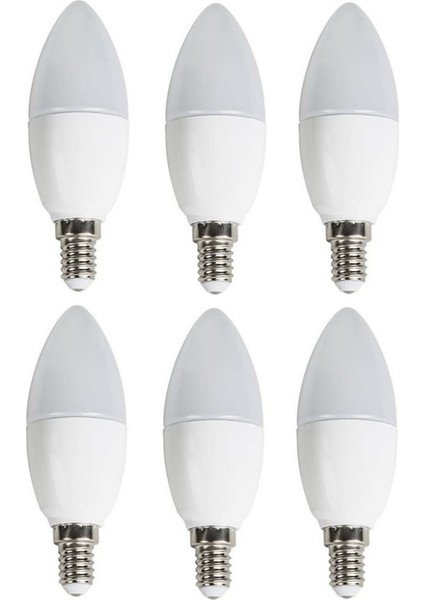 6'lı 8 W CT-4083 LED Ampul-İnce E14 Duy-Avize Ampülü-Beyaz Işık 6400K