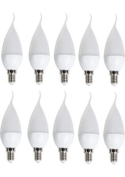 10'lu 8 W CT-4084 Kıvrık LED Ampul-İnce E14 Duy-Kıvrık Avize Ampülü-Gün Işığı 3200K