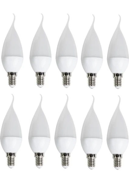 10'lu 8 W CT-4084 Kıvrık LED Ampul-İnce E14 Duy-Kıvrık Avize Ampülü-Gün Işığı 3200K