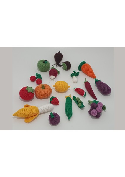 Amigurumi Meyve Sebze Seti Doğal Oyuncak El Örgüsü Set 4