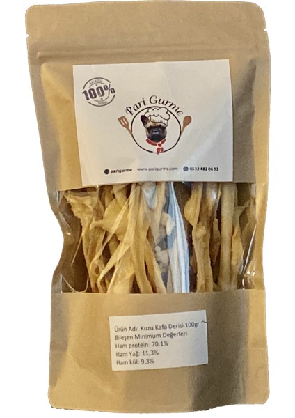 Kuzu Kafa Derisi Köpek Ödülü %100 Doğal Naturel 50GR