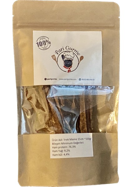 Inek Memesi Çubuk Köpek Ödülü %100 Doğal Naturel 50GR
